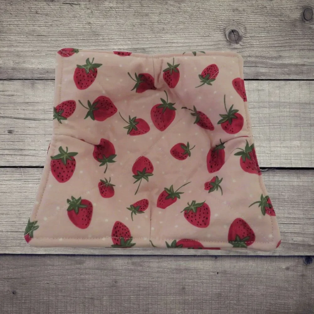 Microwave Bowl Cozy, Strawberry Soup Bowl Holder, Gift Under Ten